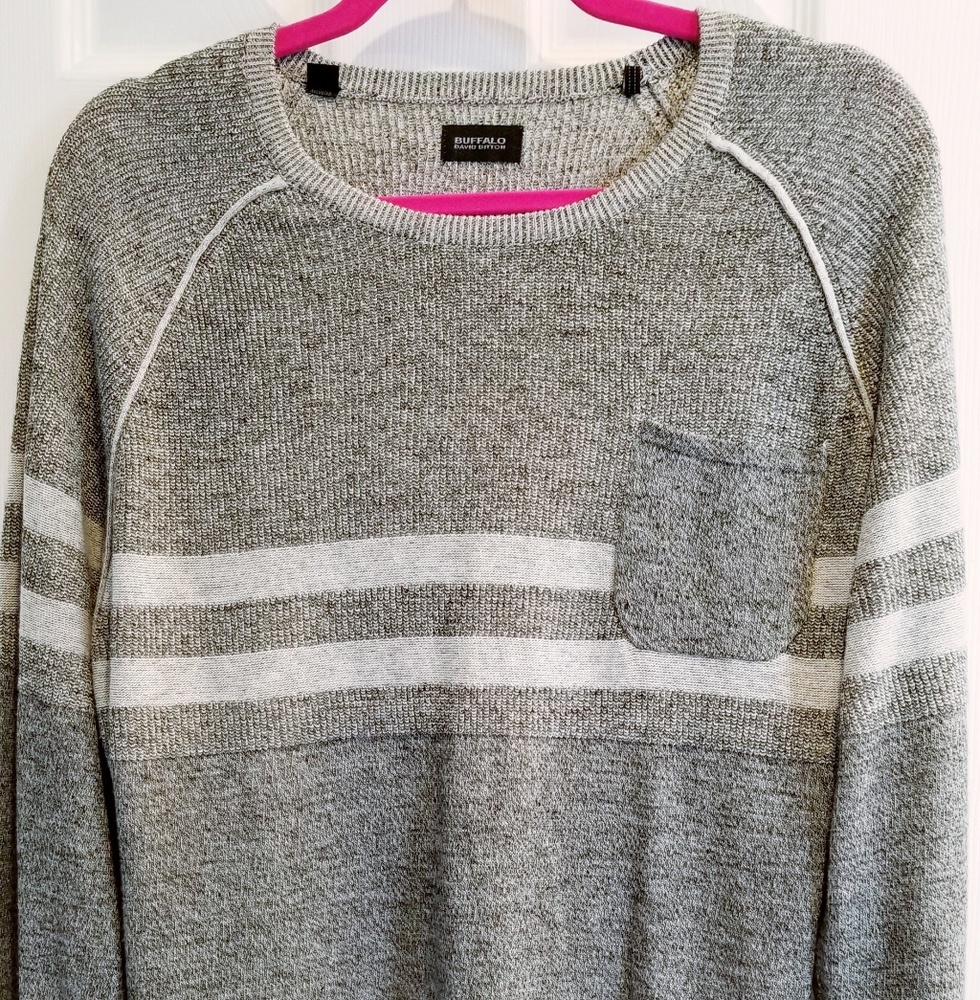 Buffalo WOOL POCKET STRIPE SWEATER (GRAY)
